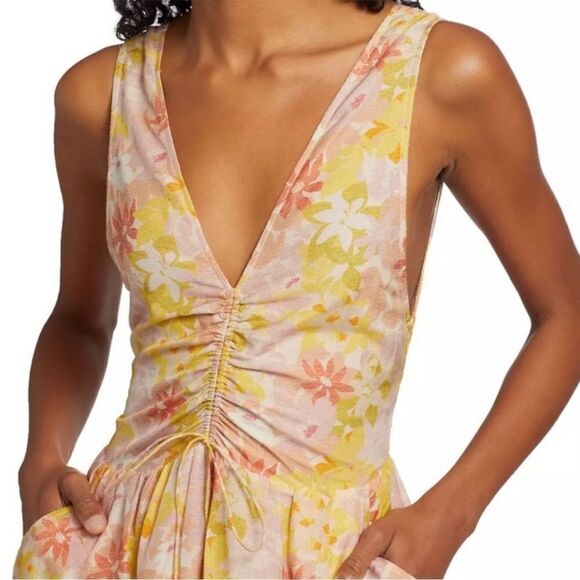 Magali Pascal Miriam Dress Women X- Small Pink Yellow Floral Maxi Silk Blend - Picture 4 of 4